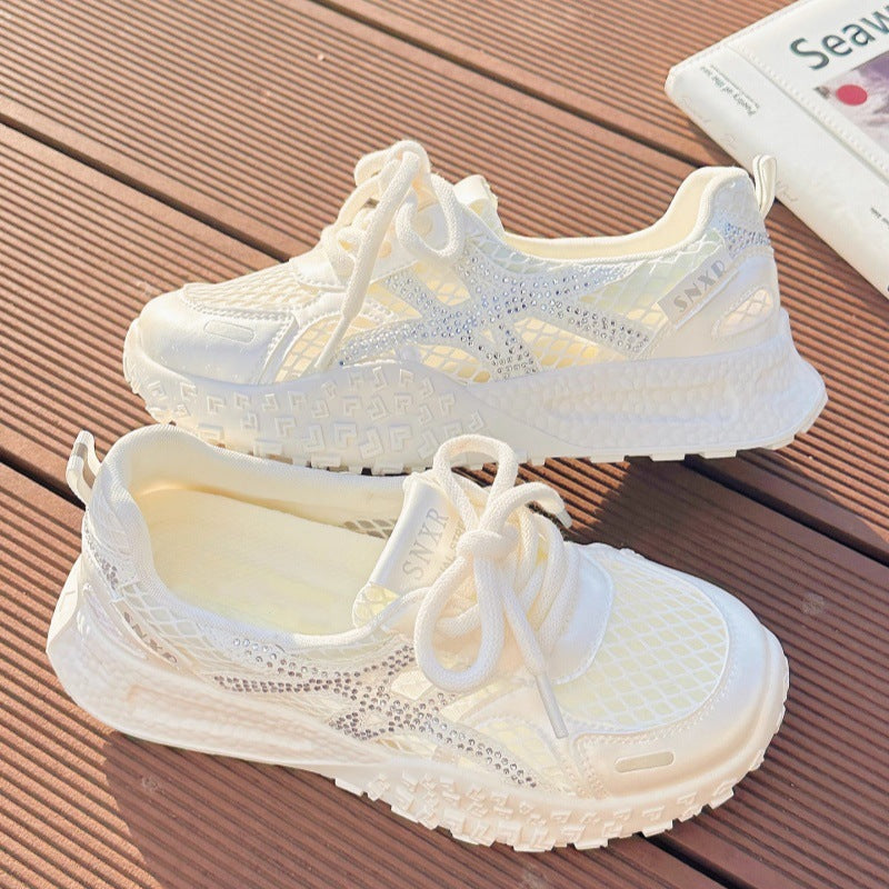 Damen Sportliche Sneaker mit atmungsaktivem Netzdesign und funkelnden Akzenten