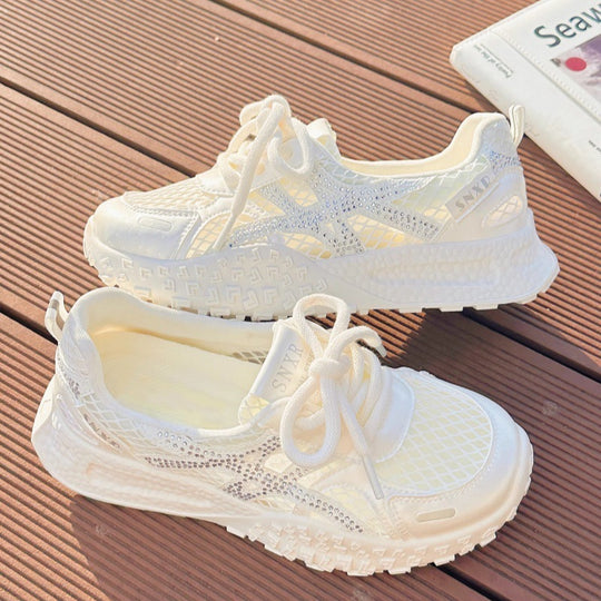 Damen Sportliche Sneaker mit atmungsaktivem Netzdesign und funkelnden Akzenten R&B