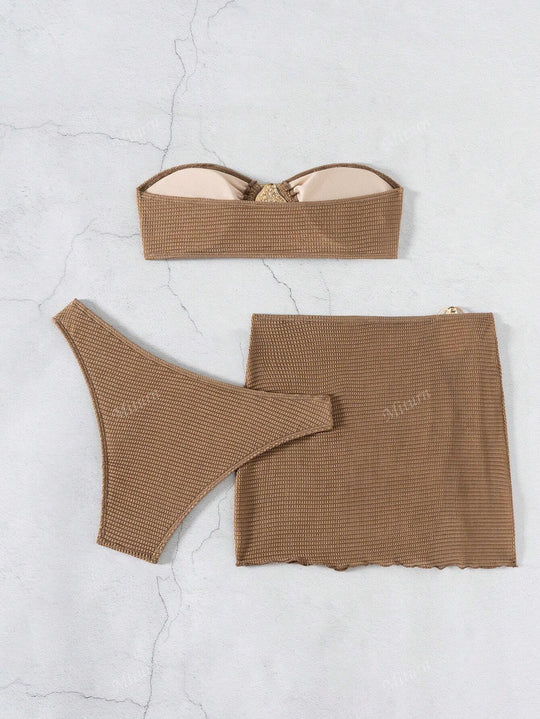 Damen Bandeau-Bikini mit raffiniertem Rock R&B