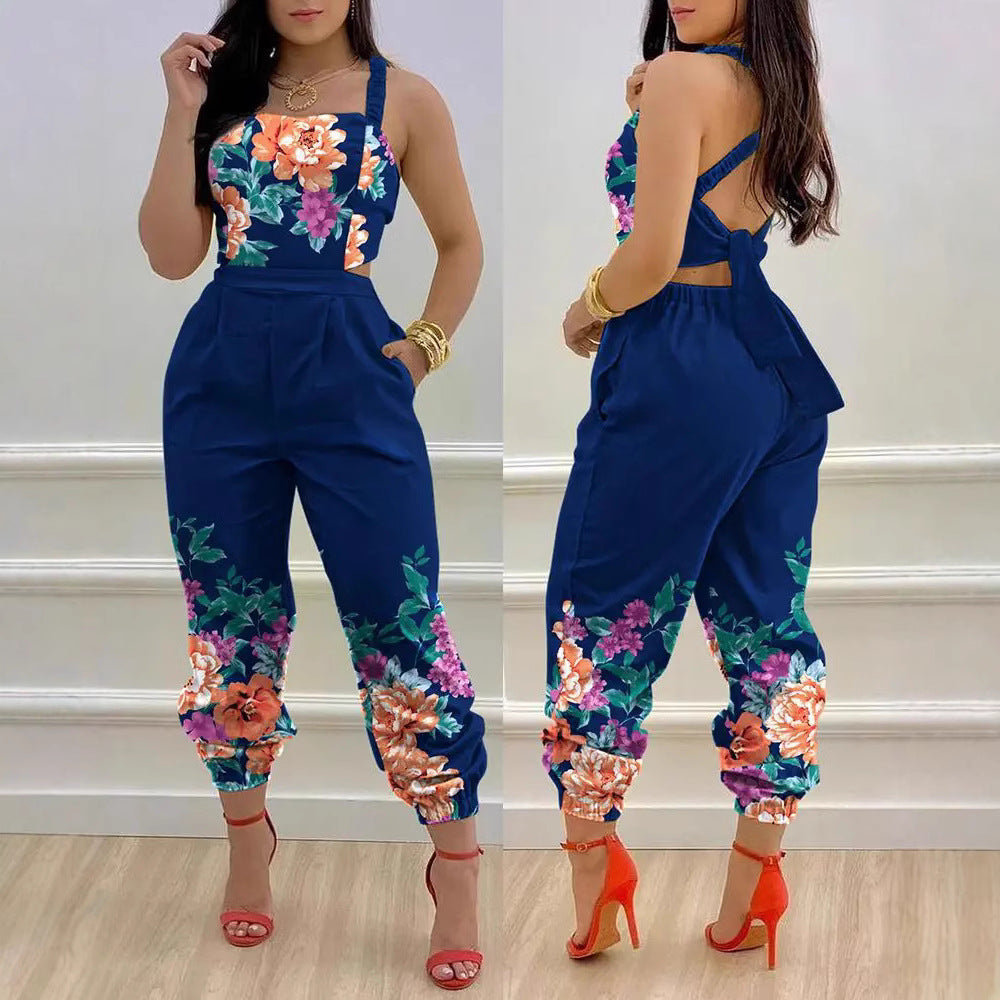 Damen Jumpsuit mit einzigartigem Denim-Print und tailliertem Schnitt R&B