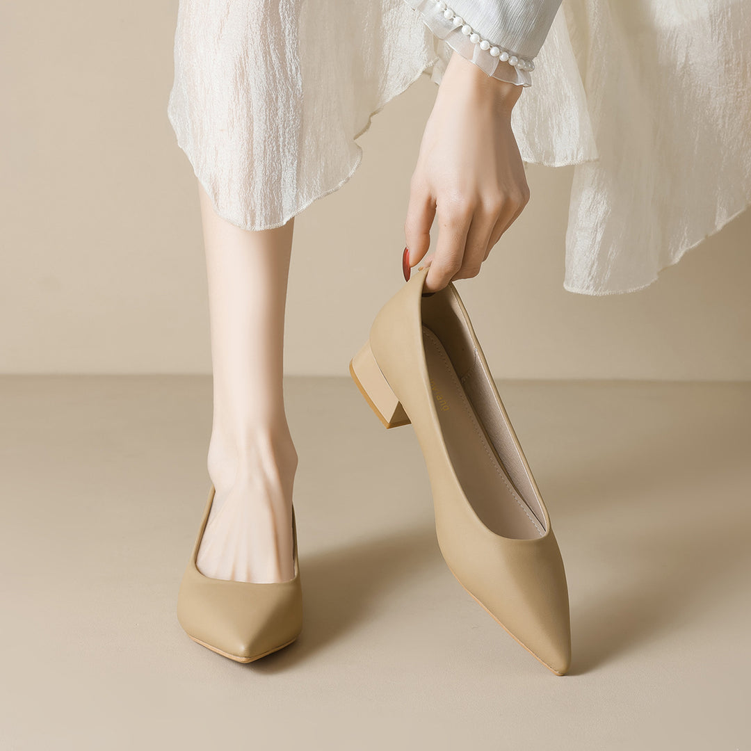 Damen elegante Pumps mit spitzem Zehenbereich und komfortablem Blockabsatz R&B