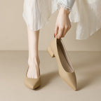 Damen elegante Pumps mit spitzem Zehenbereich und komfortablem Blockabsatz