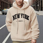 Herren nan kuscheliger Fleece-Hoodie mit Relief-Logo, Kordelzug und Kängurutasche R&B
