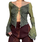 Damen Langarmshirt mit asymmetrischem Ausschnitt und detailverliR&Btem Cut-Out R&B