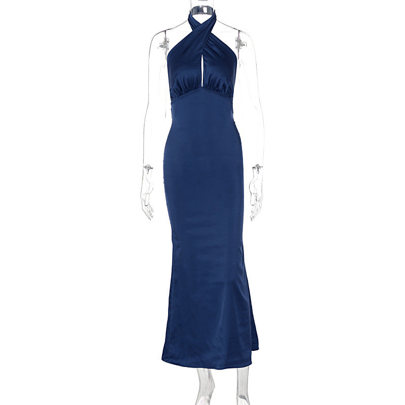Damen Elegantes Maxikleid mit raffinierter Wickeloptik und schulterfreiem Design R&B
