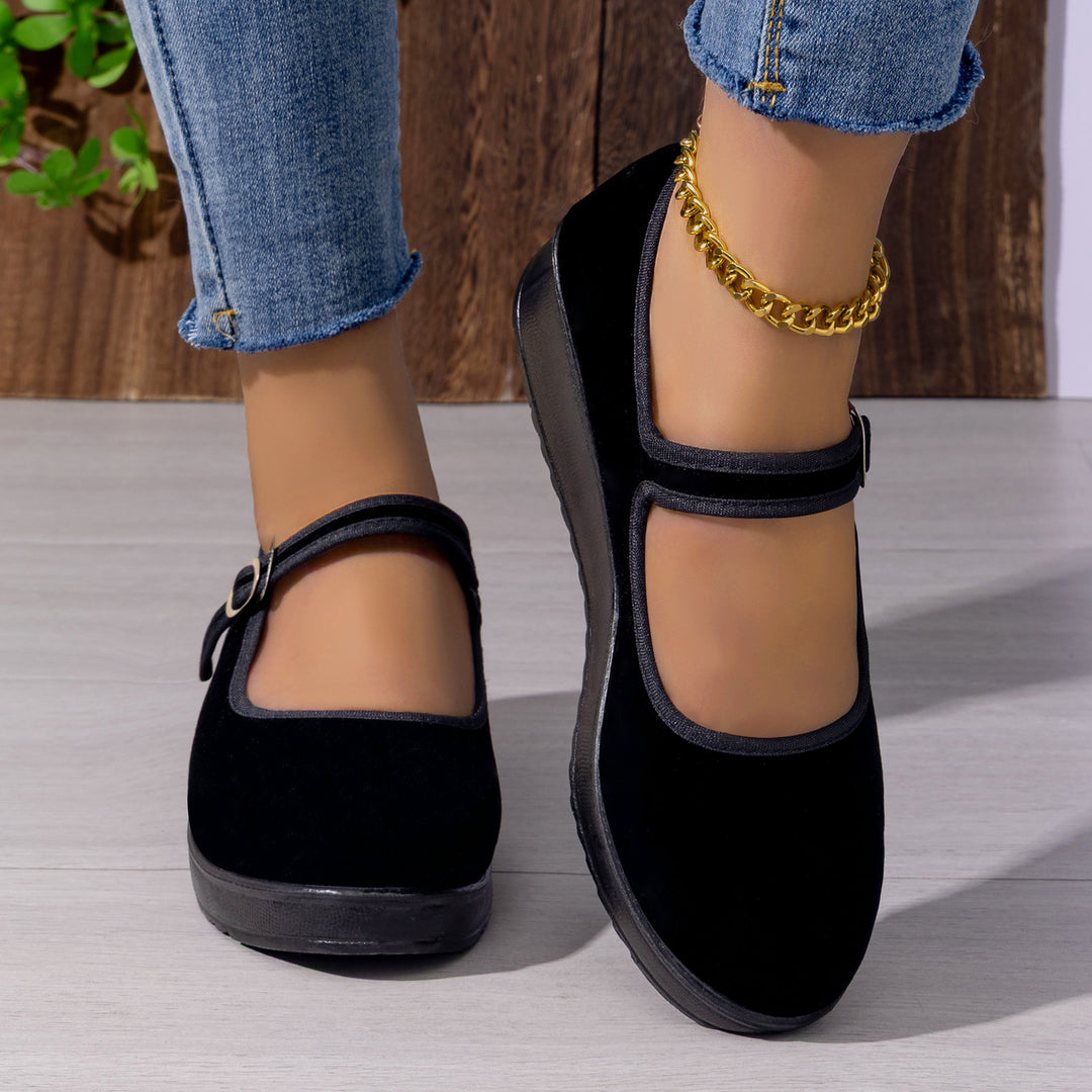 Damen Elegante und bequeme Mary Jane Halbschuhe mit verstellbarem Riemen R&B