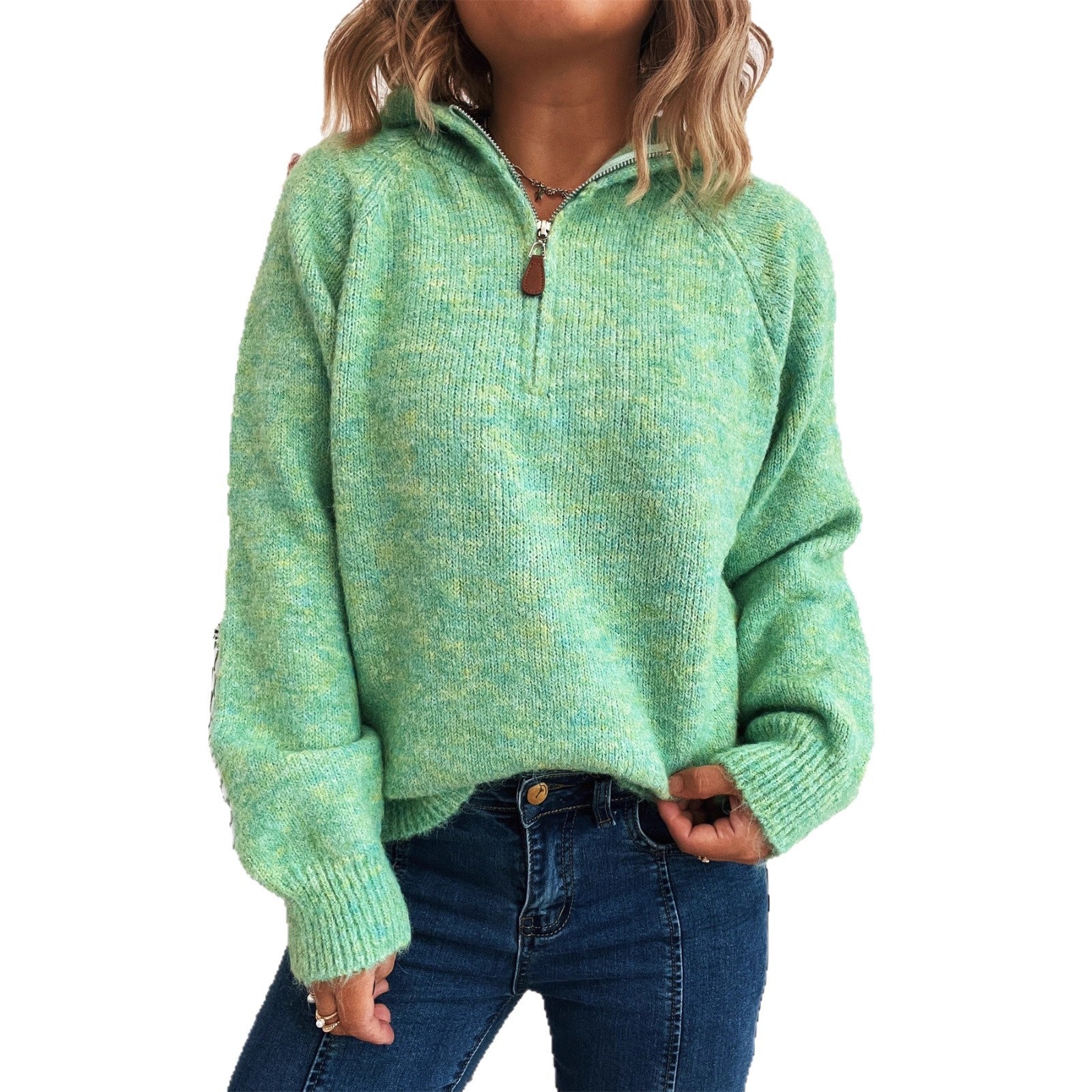 Damen kuscheliger Kapuzenpullover mit Zipper und modernem Rippdesign R&B