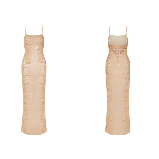 Damen Glitzerndes Strick-Maxi-Kleid R&B