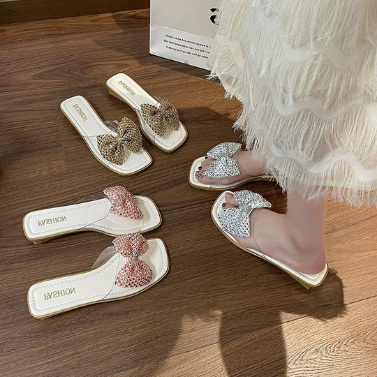 Damen Riemchen-Sandalen mit glamourösen Schleifen und Strass-Applikationen R&B