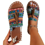 Damen Riemensandalen mit geflochtenem Muster und dekorativen Fransen R&B