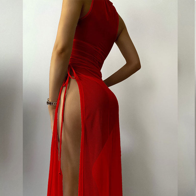 Damen Strandkleid mit asymmetrischem Wickeldesign R&B