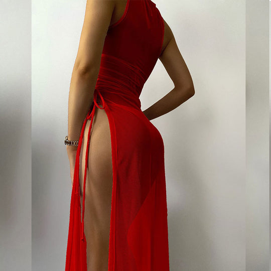 Damen Strandkleid mit asymmetrischem Wickeldesign R&B