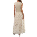 Damen Maxi-Faltenkleid mit Fransen R&B
