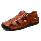 Herren Bequeme Leder-Sandalen mit verstellbarem Riemen R&B