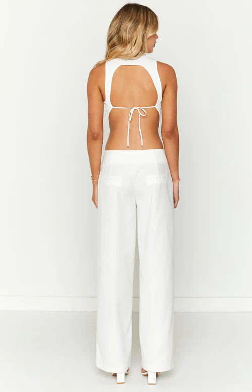 Damen Cropped-Oberteil mit Rippstruktur und modischem Stehkragen R&B