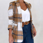 Damen Kariertes Blazerjacke aus weichem Material mit eleganten Details R&B