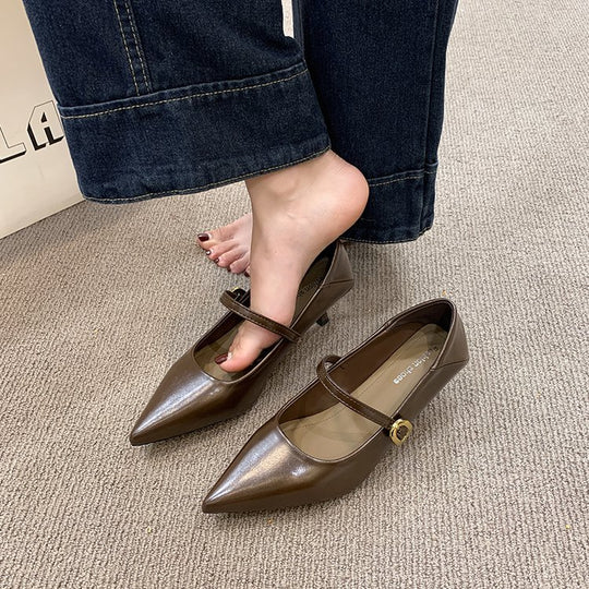 Damen elegante Pumps mit schmaler Schnalle R&B