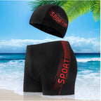 Herren Sportliche Schwimmshorts mit passender Badekappe R&B