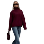 Damen Oversized Pullover mit hohem Kragen R&B