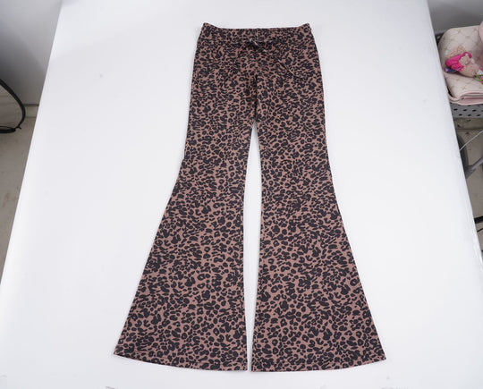 Damen Flared Leopardenmuster Hose R&B