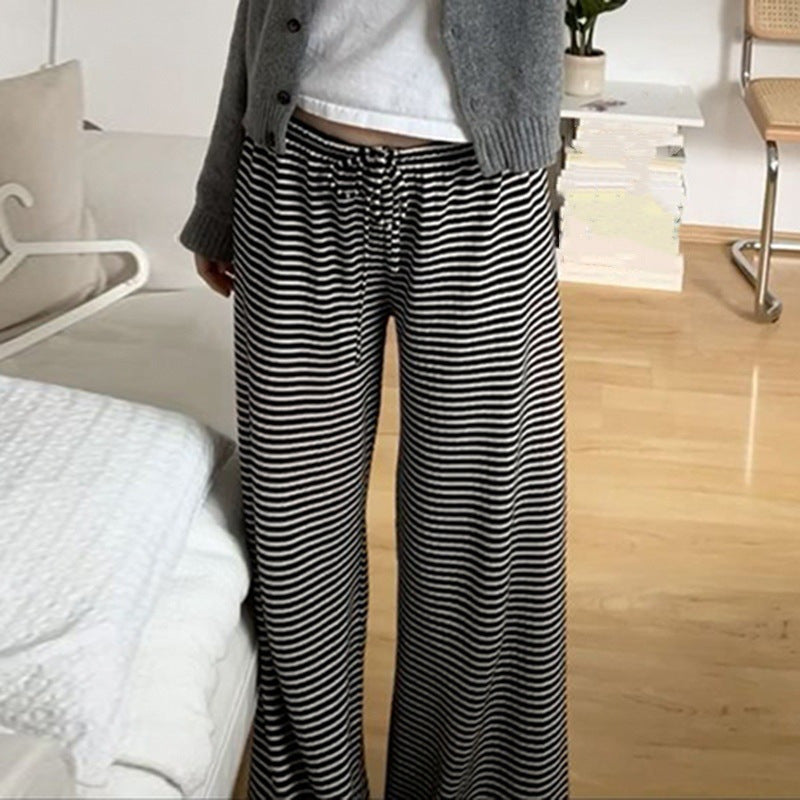 Damen Bequeme und luftige Sommerhose mit Streifenmuster und elastischem Bund R&B