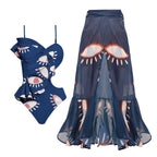 Damen asymmetrischer Badeanzug mit Rüschendetails R&B