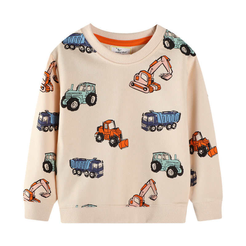Unisex Sweatshirt mit bunten Baustellenfahrzeugen R&B