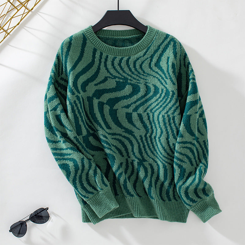 Damen modischer Strickpullover mit einzigartigem Wellenmuster R&B