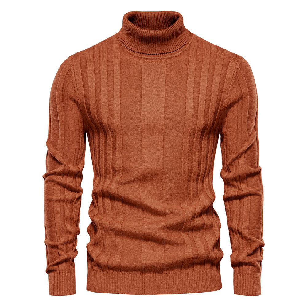 Herren Strickpullover mit hochgeschlossenem Kragen und eleganter Rippstruktur R&B