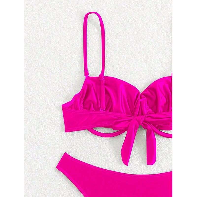 Damen Bikini-Set mit elegantem Bügeloberteil und hohem Beinausschnitt