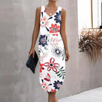 Damen Sommerliches Maxikleid mit floralem Muster und praktischen Taillenschnürung R&B