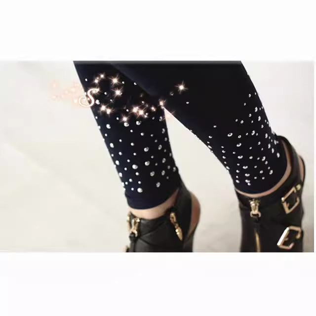 Damen Hochwertige Leggings mit funkelnden Applikationen R&B