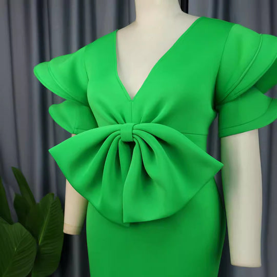 Damen Figurbetontes Kleid mit Voluminösem Schleifen-Detail R&B