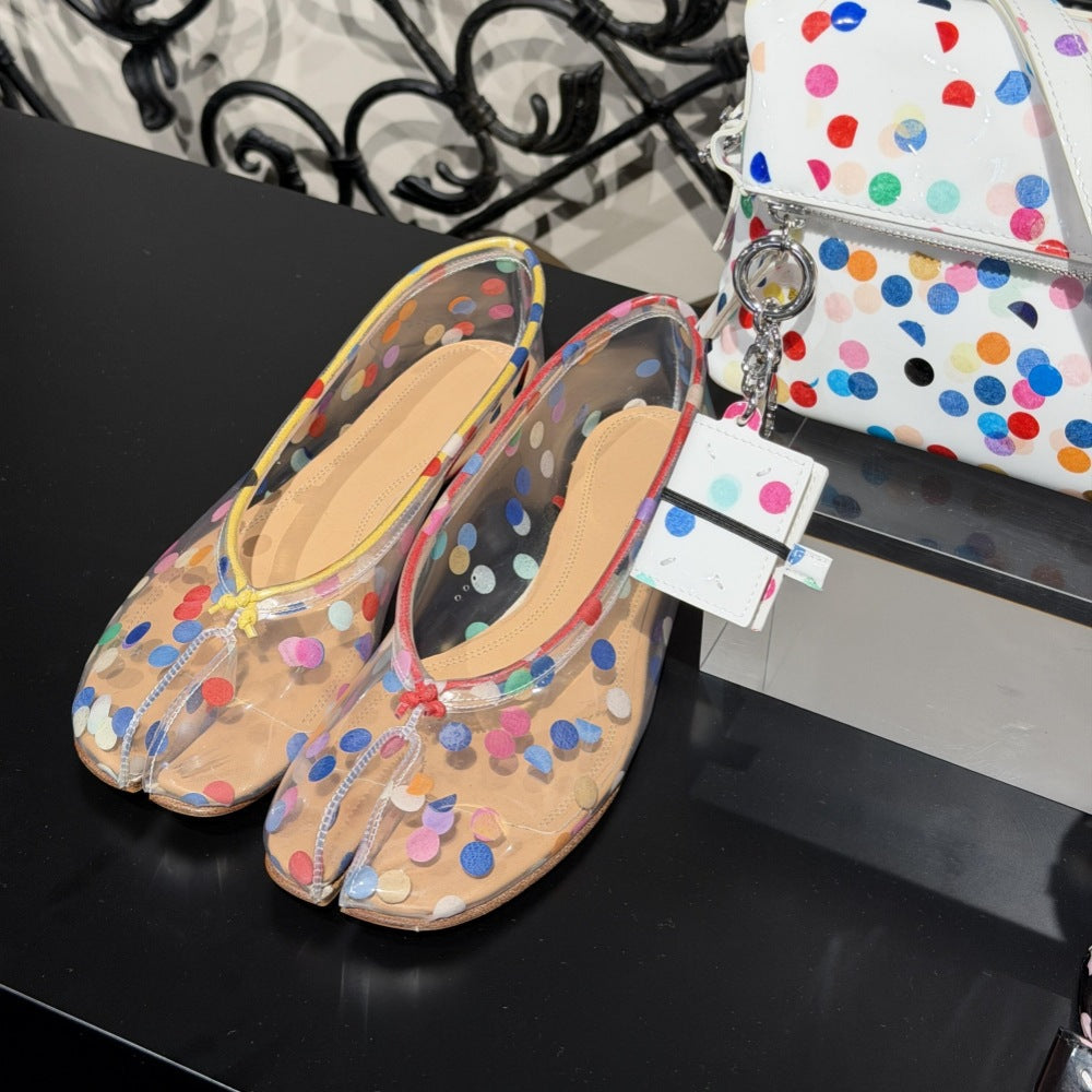 Damen Ballerinas mit verspielt buntem Punktedesign