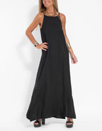 Damen elegantes Maxikleid mit feinen Trägern und schwingendem Saum R&B