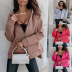 Damen sportlicher, oversized Kapuzenpullover mit Reißverschluss und praktischen Taschen R&B