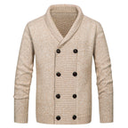 Herren hochwertige Strickjacke mit großem Revers und Knopfdetail R&B