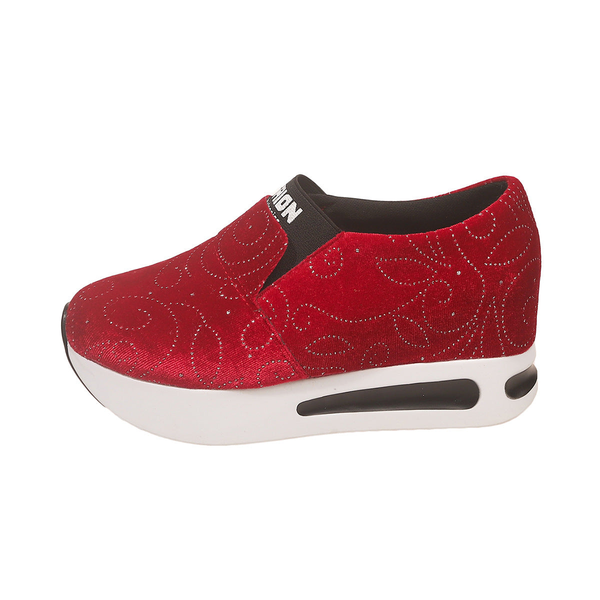 Damen Bequeme Slip-On Sneakers mit Glitzer-Design
