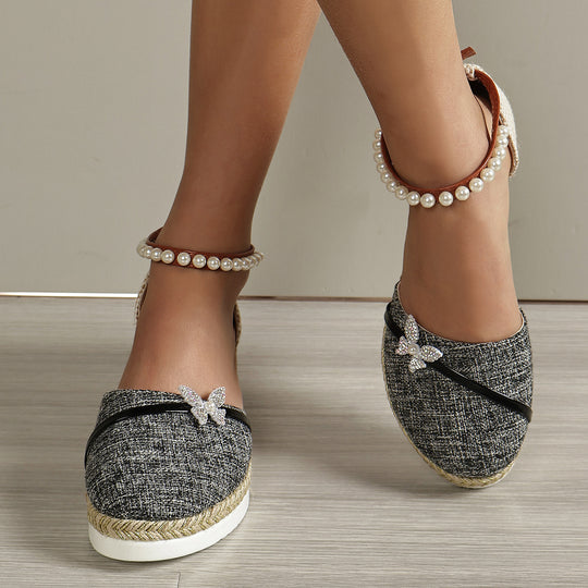 Damen Espadrilles mit funkelnden Schmetterlingsapplikationen R&B