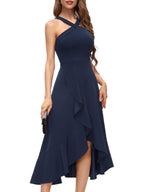 Damen Asymmetrisches Langen Abendkleid mit Drapierung