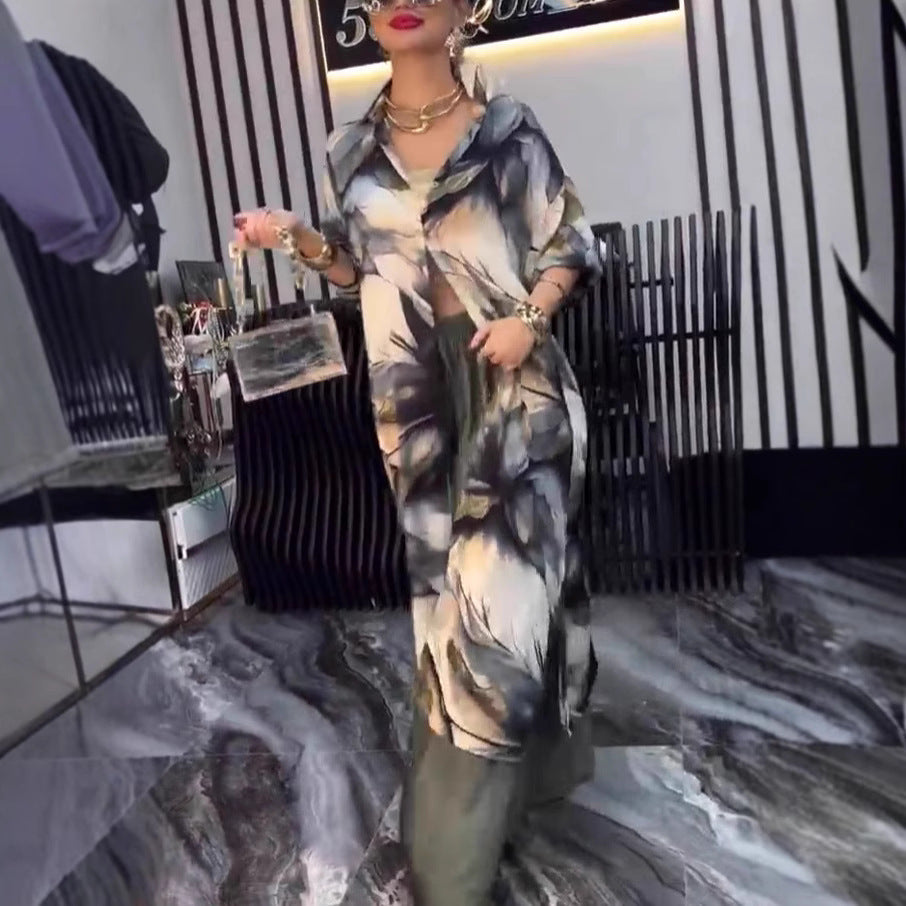 Damen modisches Longshirt mit floralem Druck und lässigem Schnitt R&B