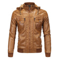Herren Kunstlederjacke mit Kapuze und Fleece-Futter