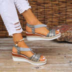 Damen Wedge-Sandalen mit modischem Riemendesign und komfortablem Fußbett R&B