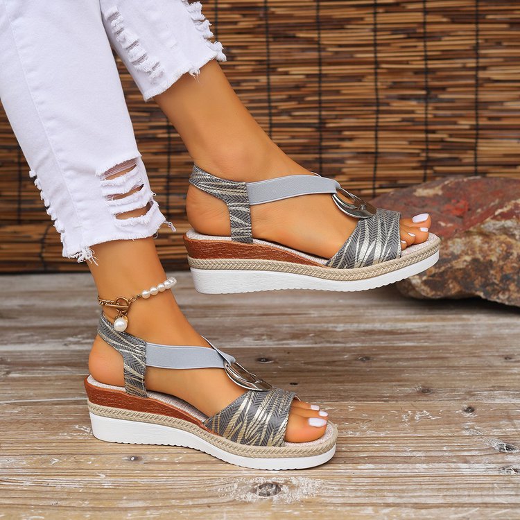 Damen Wedge-Sandalen mit modischem Riemendesign und komfortablem Fußbett R&B
