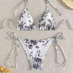 Damen Triangel-Bikini-Set mit zarten Blumenmotiven R&B