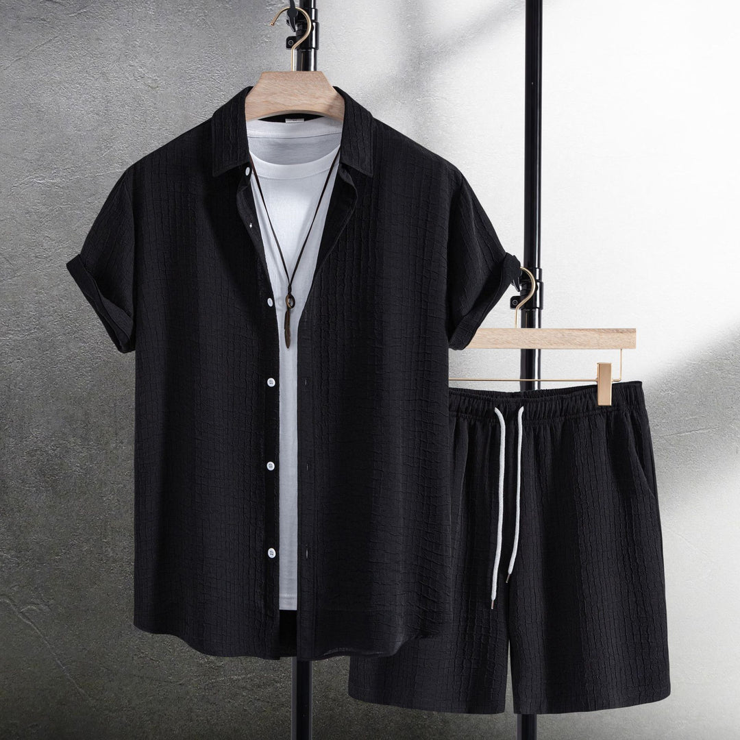 Damen Freizeitanzug mit kurzen Ärmeln und elastischen Shorts R&B