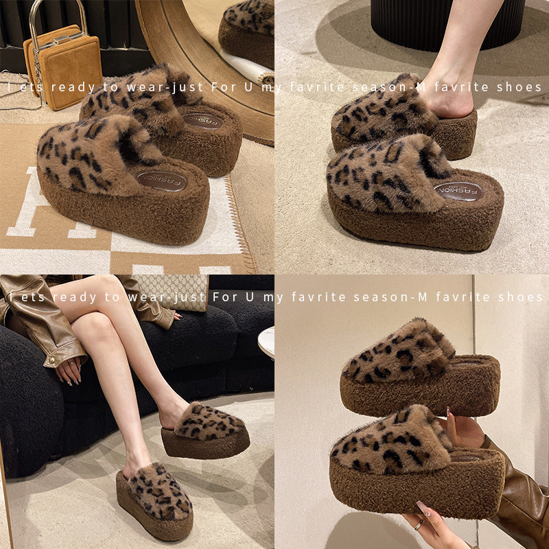 Damen Flauschige Mokassins mit Leopardenmuster R&B