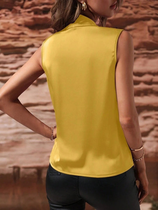 Damen elegantes Oberteil mit Wickeldesign und gerafftem Schnitt R&B