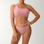 Damen Einseitiger Bandeau-Bikini mit strukturierter Oberfläche R&B