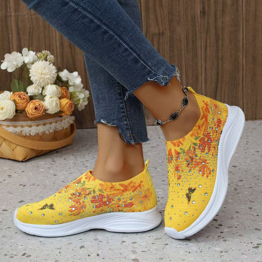 Damen farbenfrohe Design-Sneaker mit elastischem Einschlupf R&B